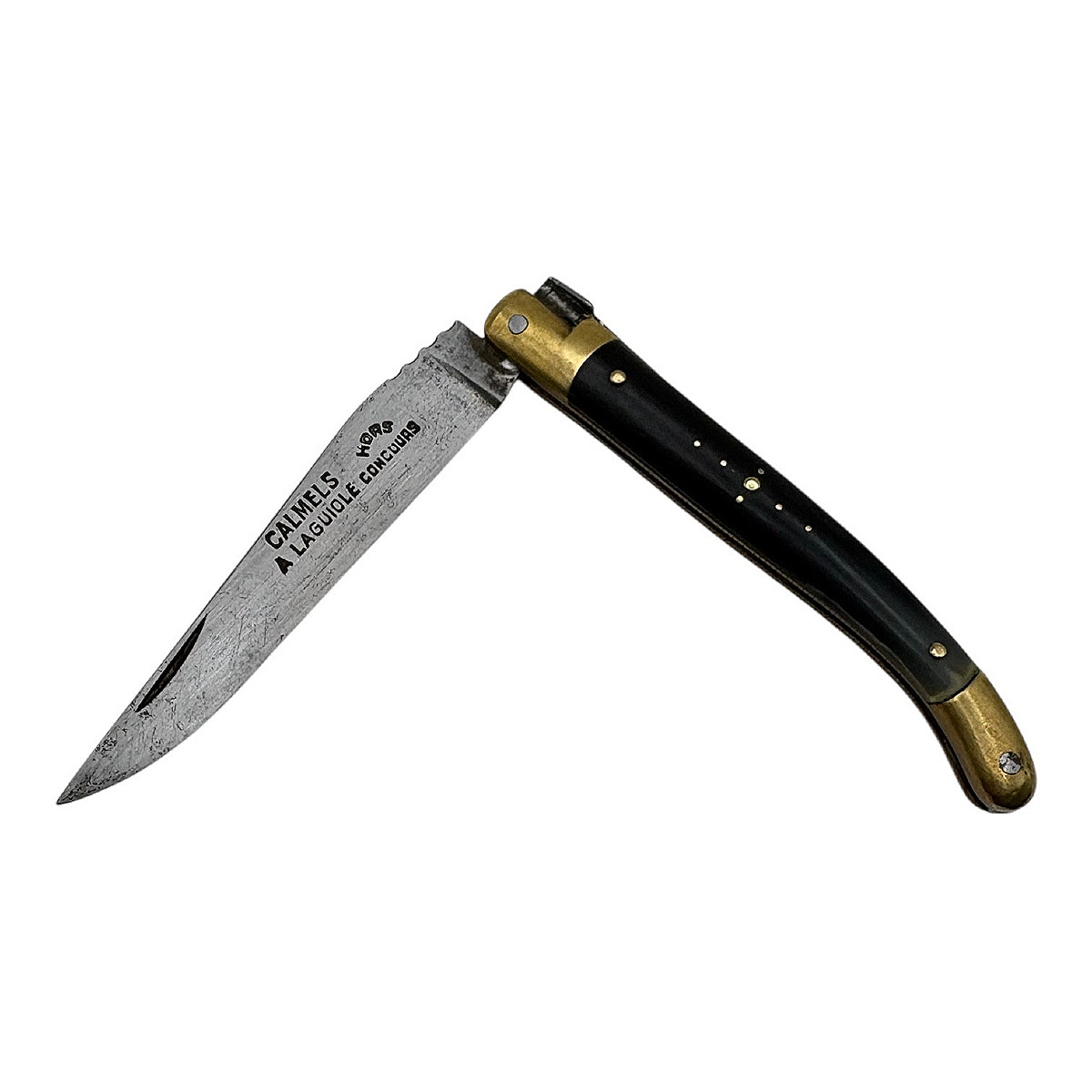 Couteau Calmels A Laguiole "Hors Concours" Corne et Laiton - Première partie du XXe Siècle-photo-4