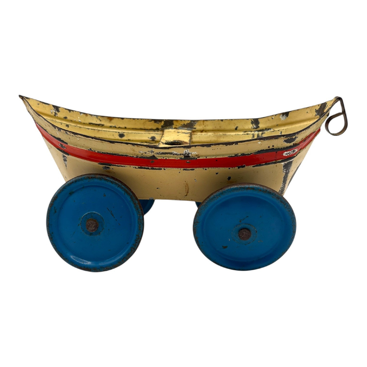 Vintage Toy Pull-along Boat Made Of Lithographed Tinplate, Toys Goso (germany), Circa 1930
