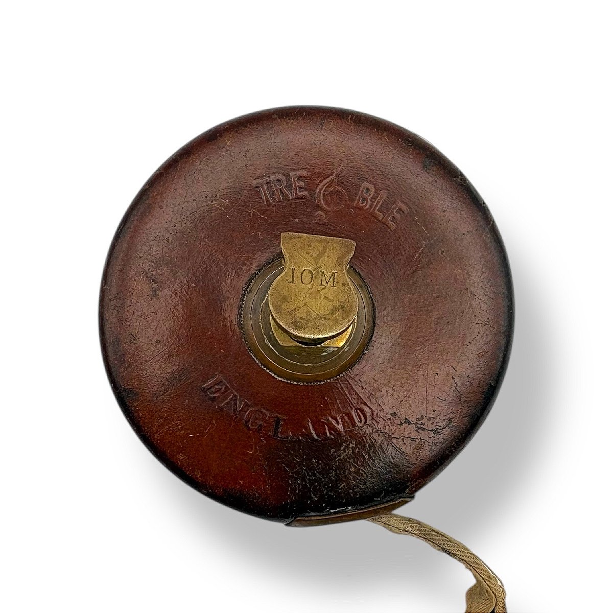 "treble England" Surveyor's Tape Measure, Leather And Brass, England, Circa 1920-photo-2