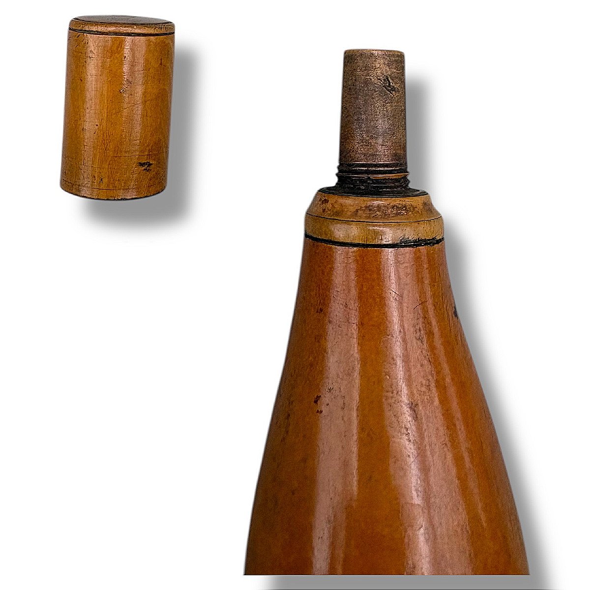 Poire à Poudre Coloquinte et Bois – Époque XIXe  Siècle-photo-3