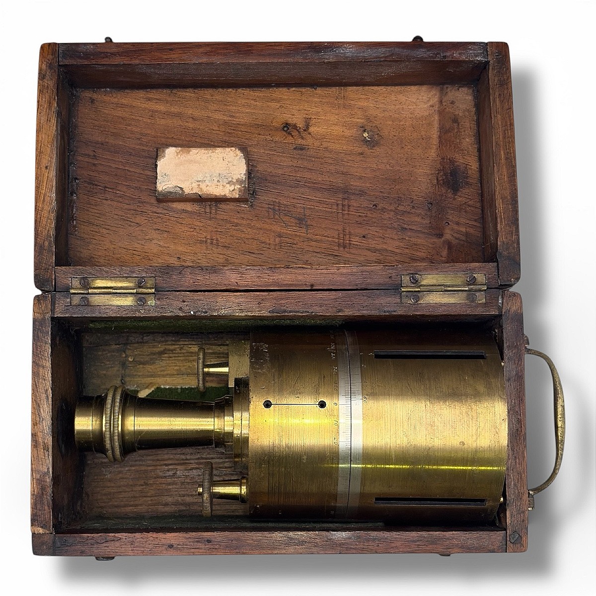 Brass Surveyor's Square In Its Walnut Case - Signed "a Berthelemy Paris" 19th Century-photo-2