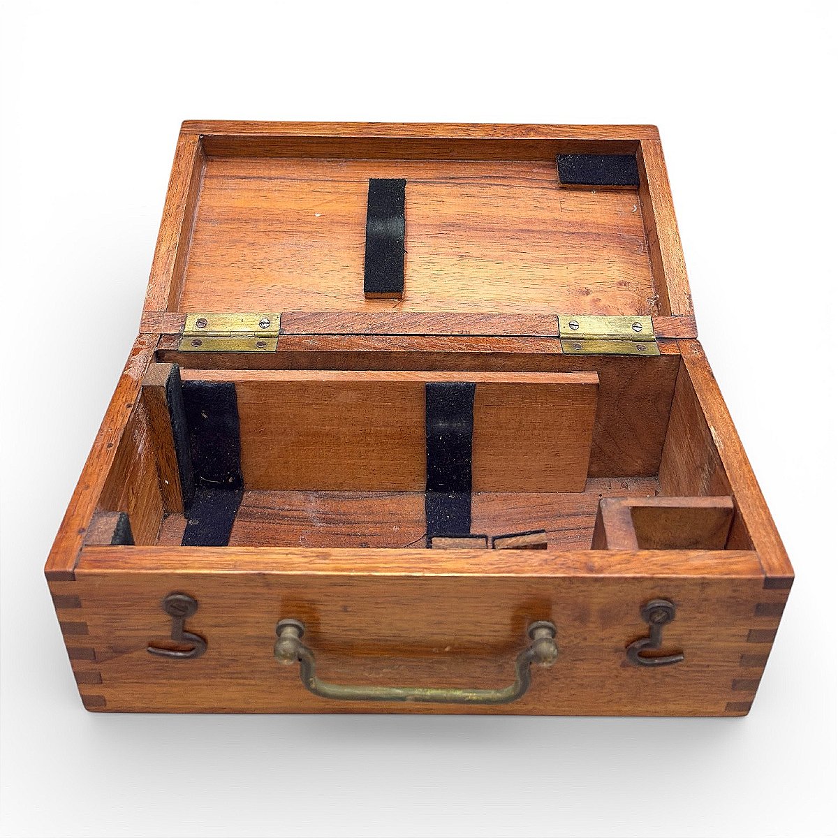 Solid Brass Surveyor's Square With Its Wooden Case - 19th Century-photo-3