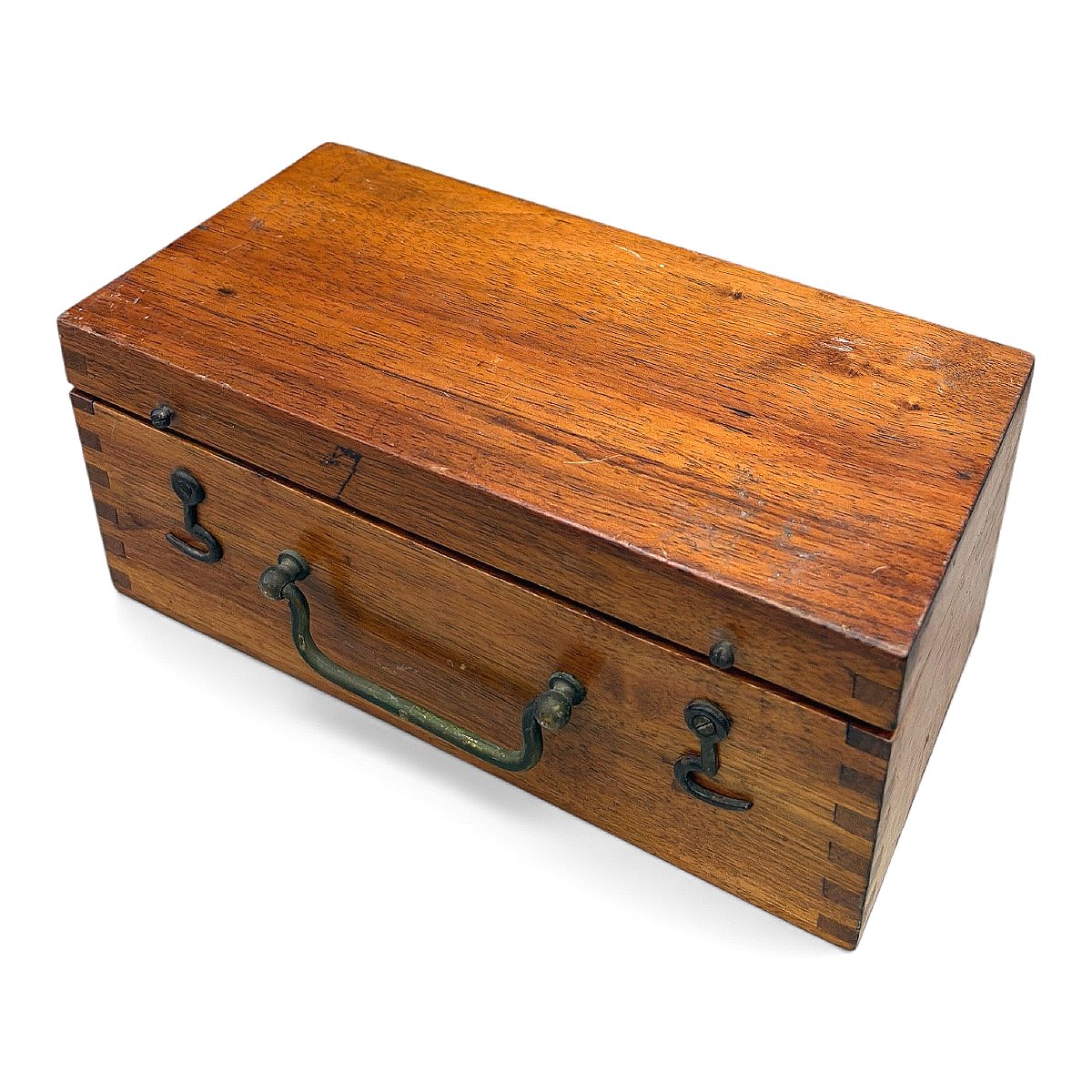 Solid Brass Surveyor's Square With Its Wooden Case - 19th Century-photo-4