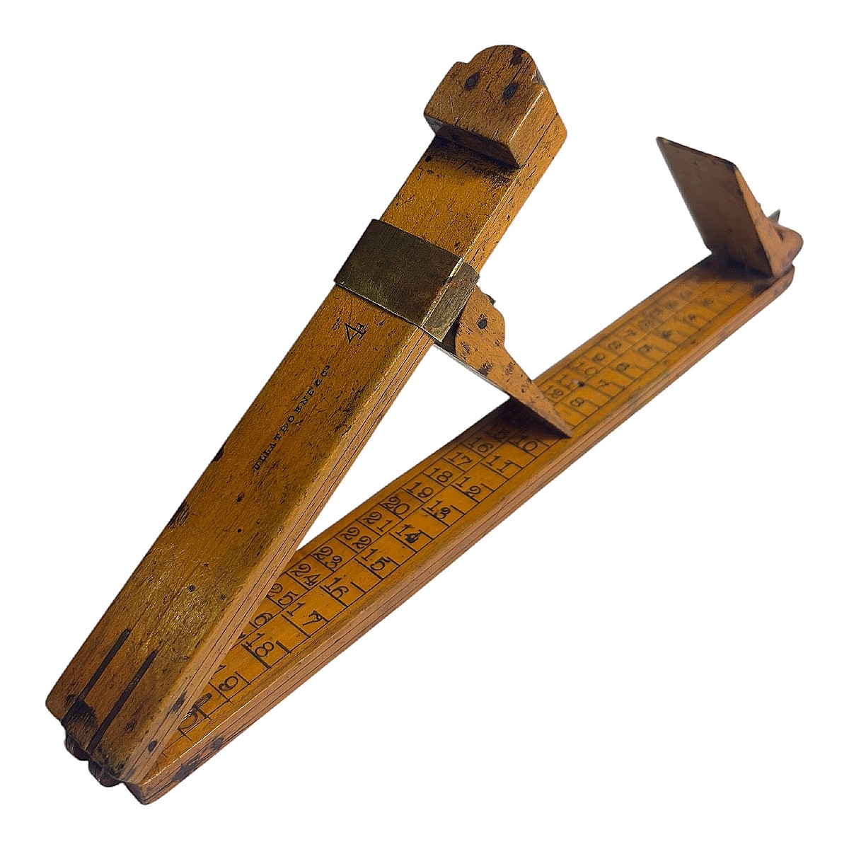 Foot-measuring Tool By "ullathorne & Co." - Boxwood And Brass - 19th Century
