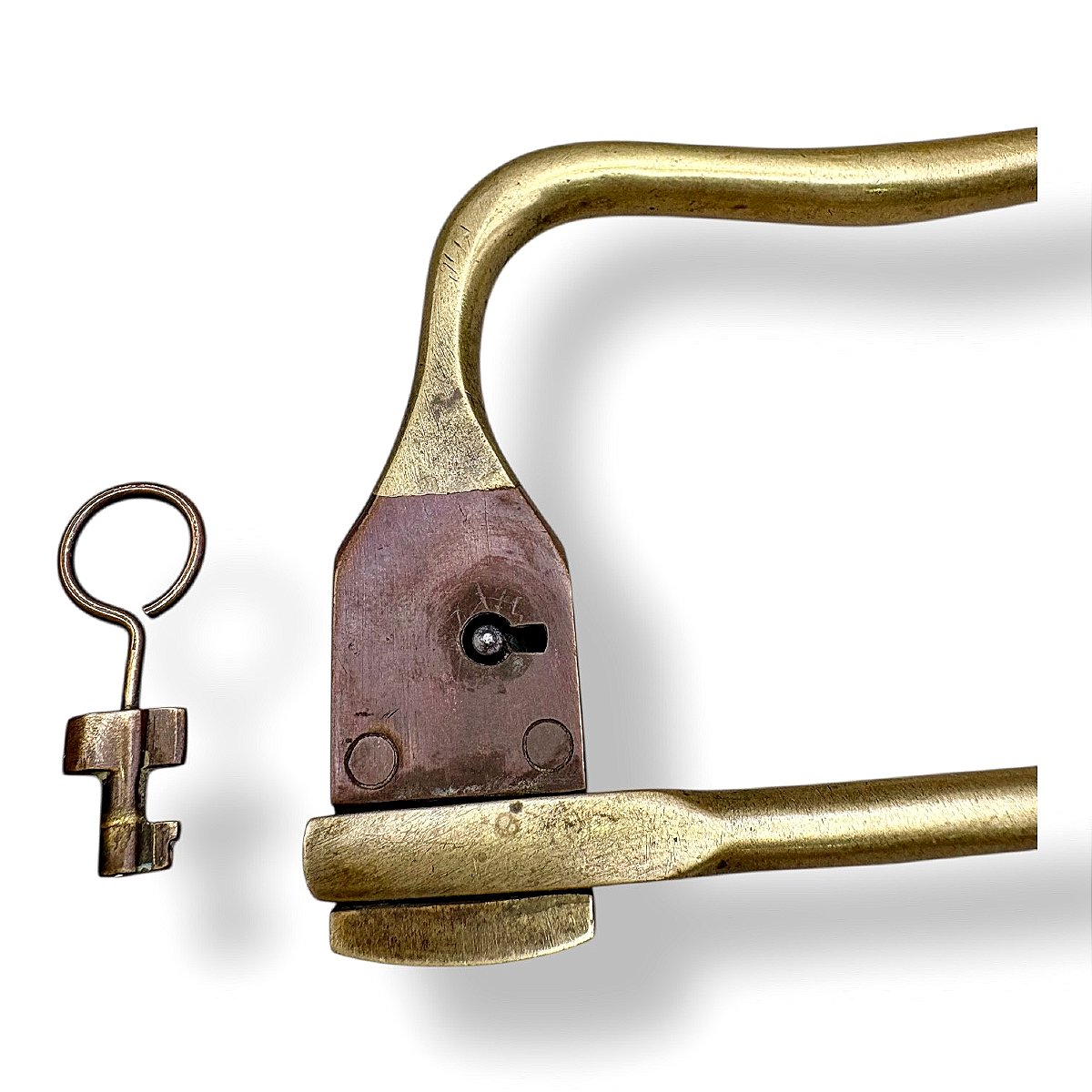 Solid Brass Marine Padlock With Key – 19th Century-photo-2