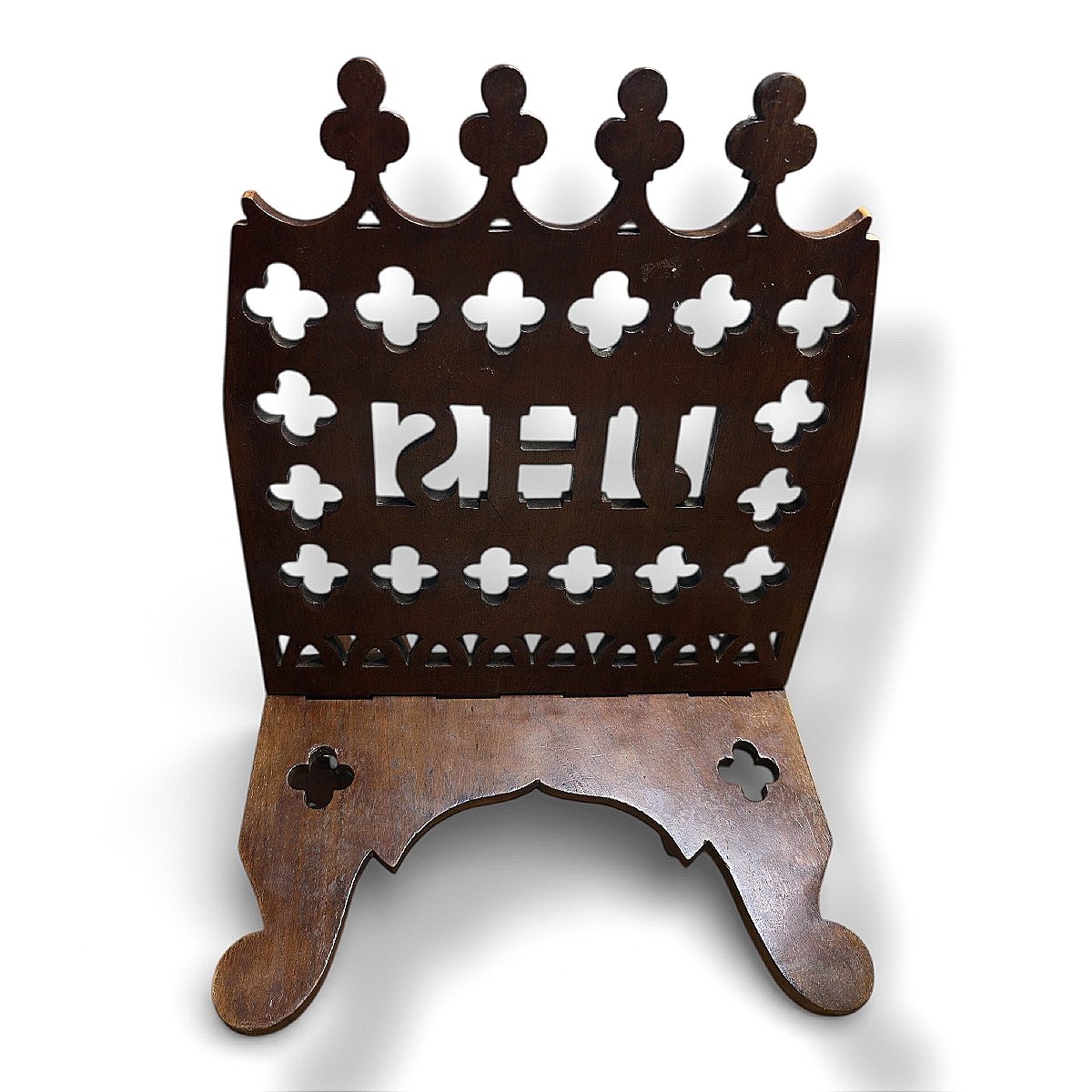 Neo-gothic Walnut Altar (chapel) Lectern In Walnut – Napoleon III Era-photo-4