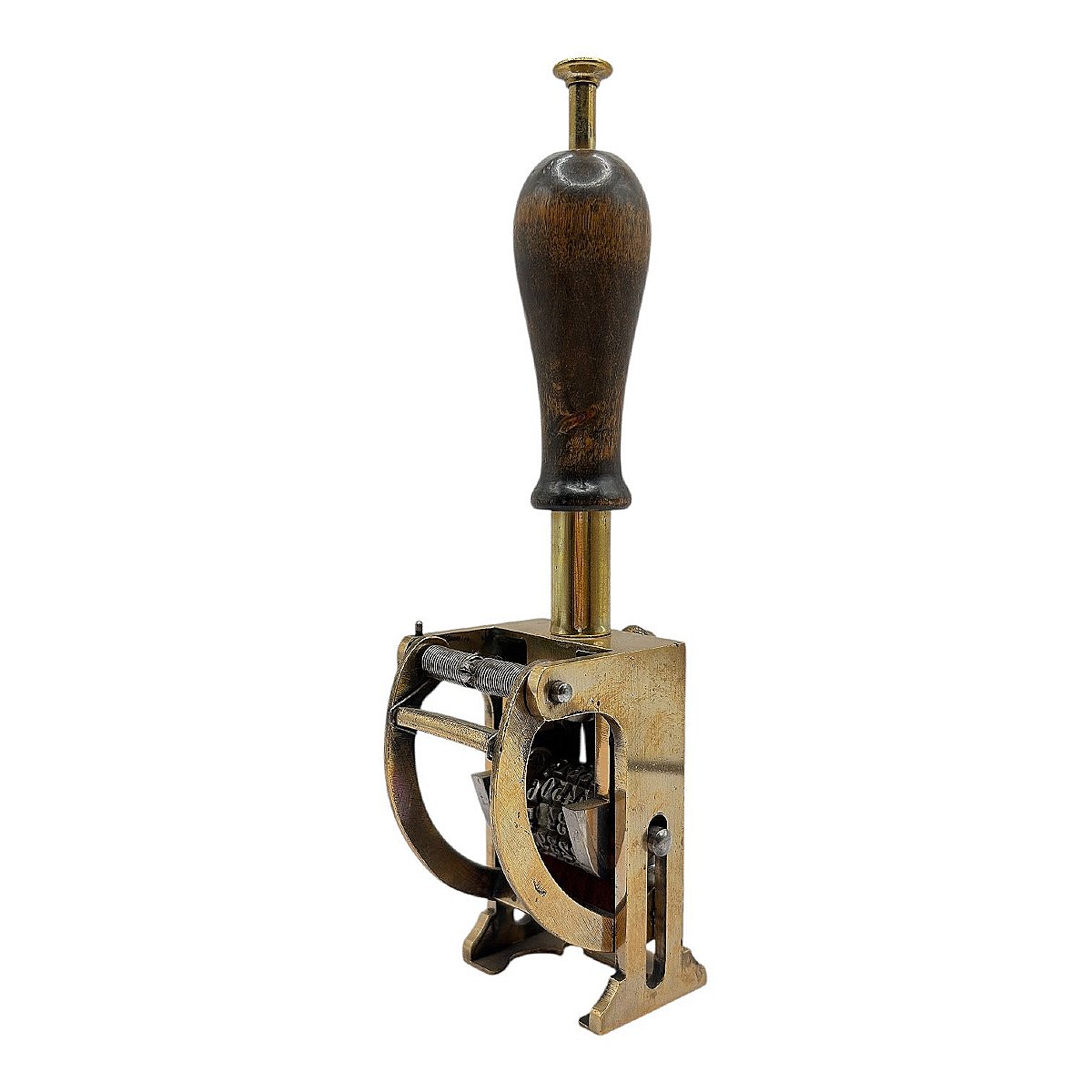 Tampon numéroteur automatique de précision en laiton et bois noirci vers 1900-photo-4