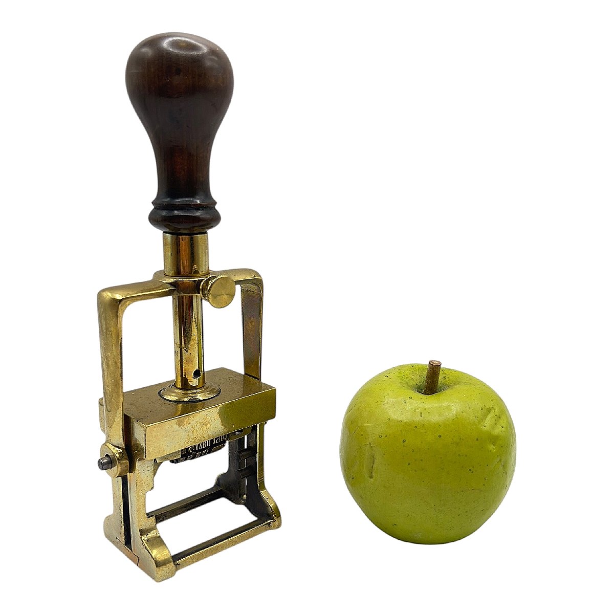 Tampon Cachet Timbre Dateur de Bureau en Laiton et Bois Noirci - Circa 1900-photo-2