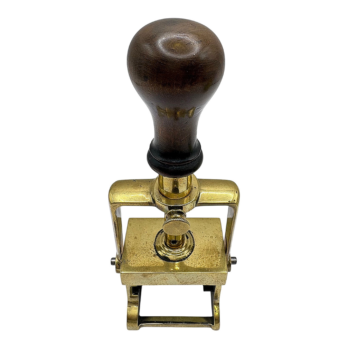 Tampon Cachet Timbre Dateur de Bureau en Laiton et Bois Noirci - Circa 1900-photo-1
