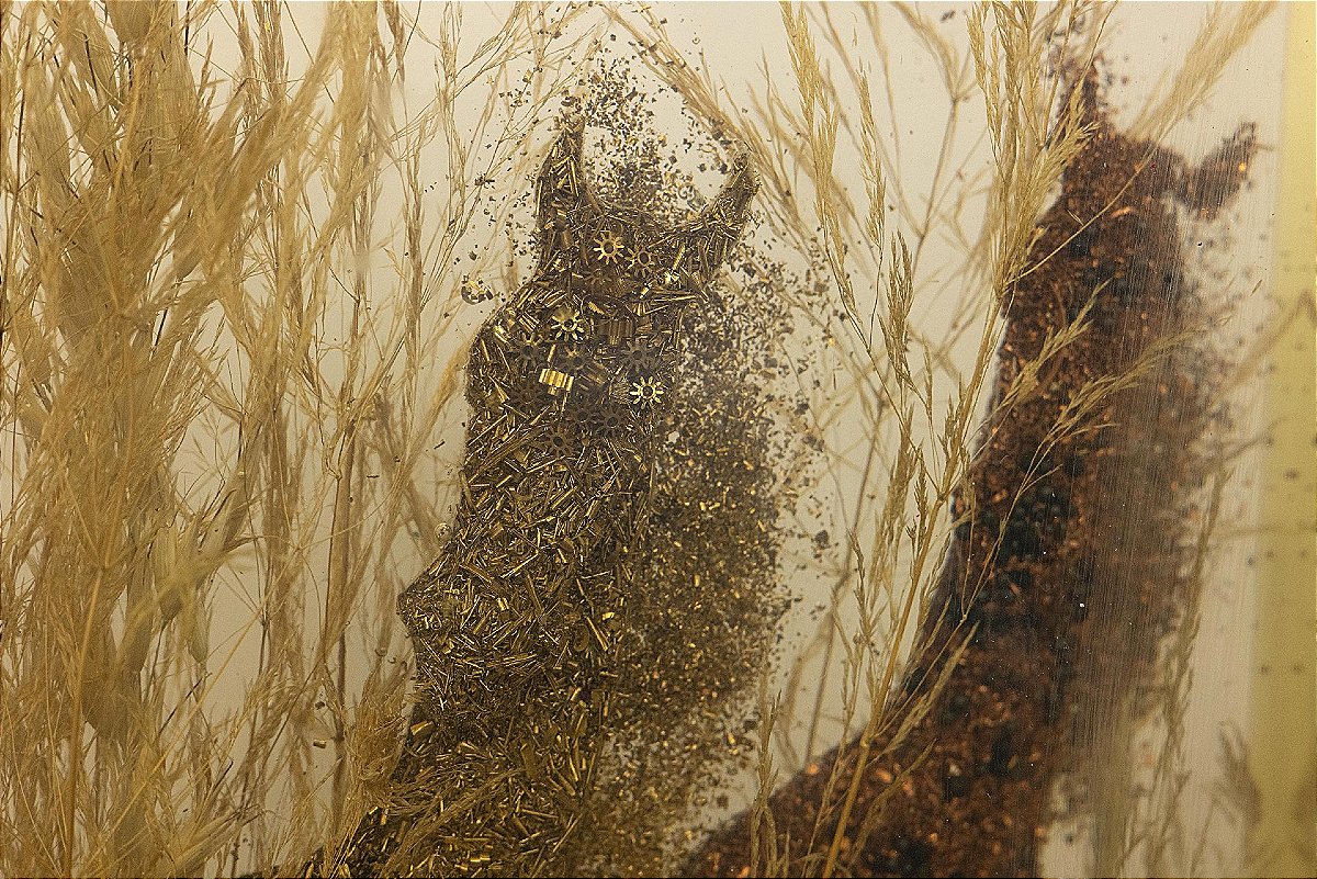 Resin Sculpture With Inclusions – Two Horses At A Gallop – Pierre Giraudon (circa 1970)-photo-3