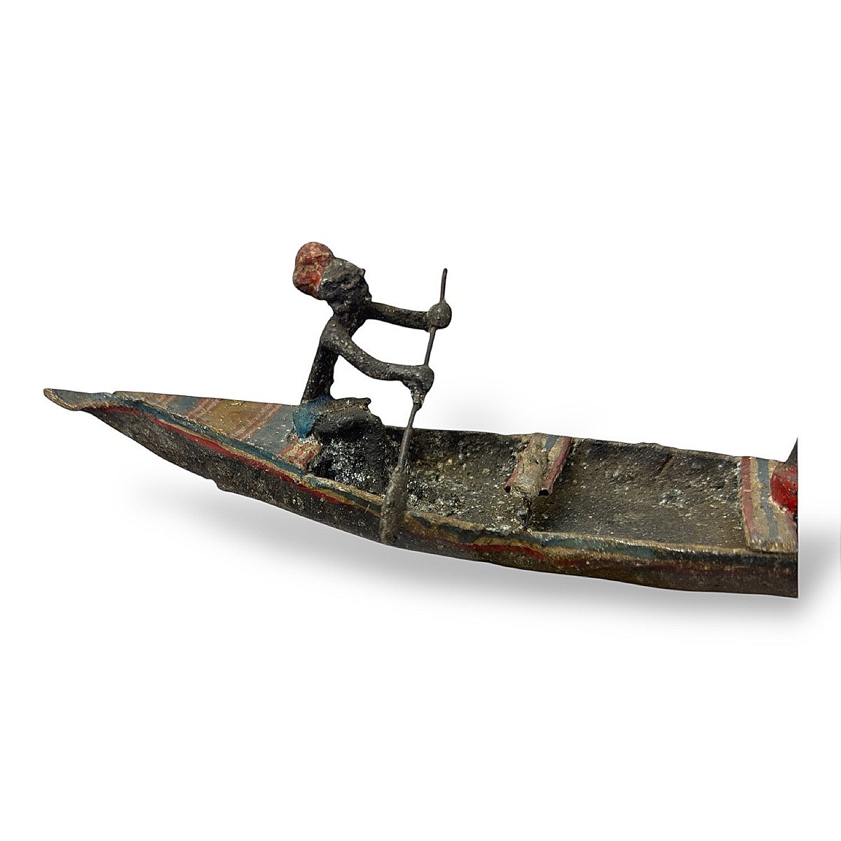 Dignitaries' Dugout Canoe In Lost-wax Casting - African Art - Mid-20th Century-photo-3