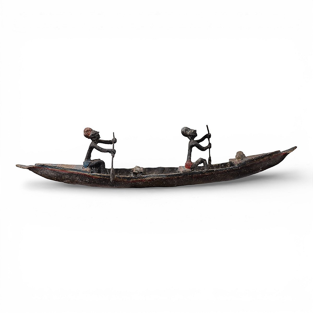 Dignitaries' Dugout Canoe In Lost-wax Casting - African Art - Mid-20th Century-photo-3