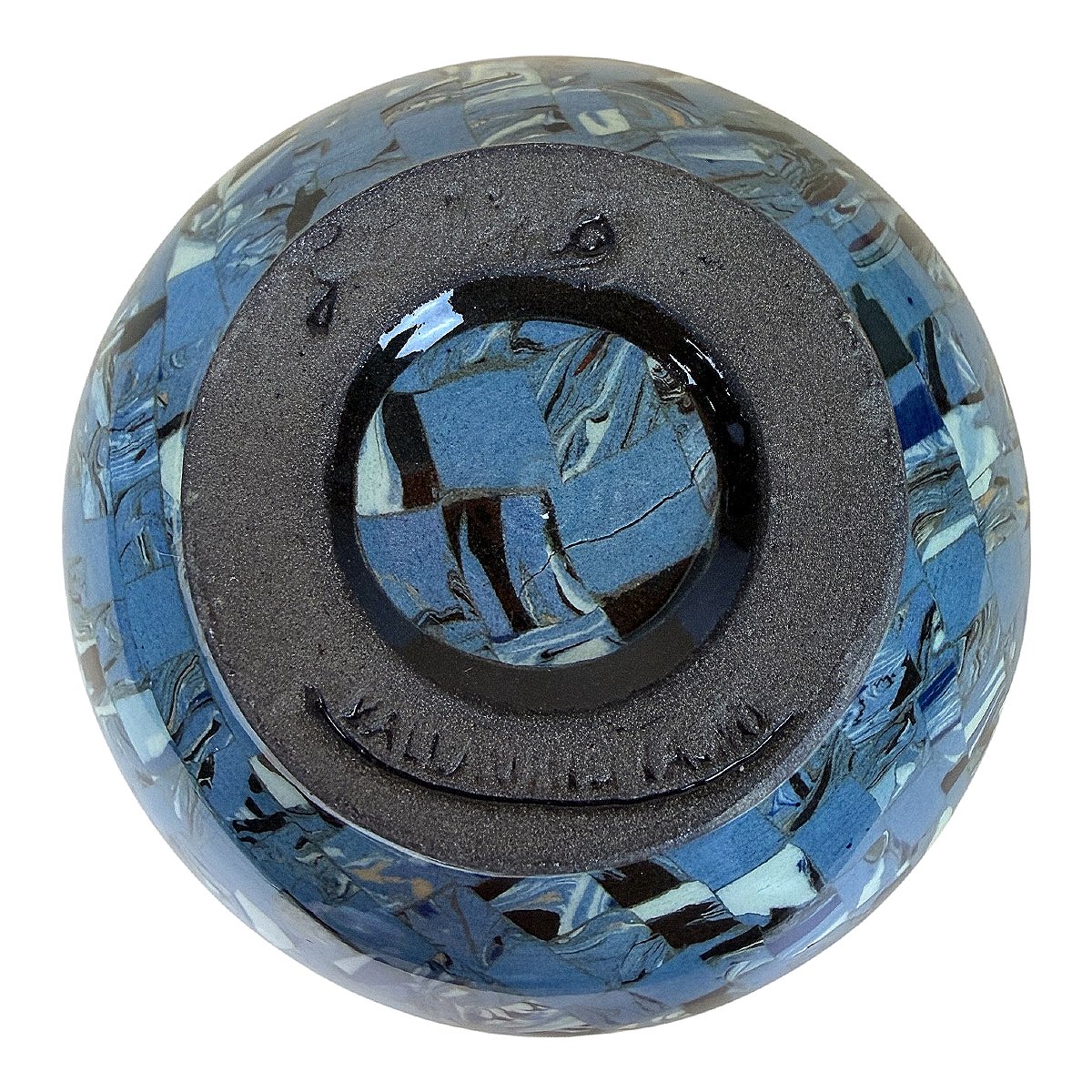 Ball Vase From Vallauris In Mosaic Of Mixed Clays, Flower Frog - Signed Jean Gerbino (1876-1966)-photo-2