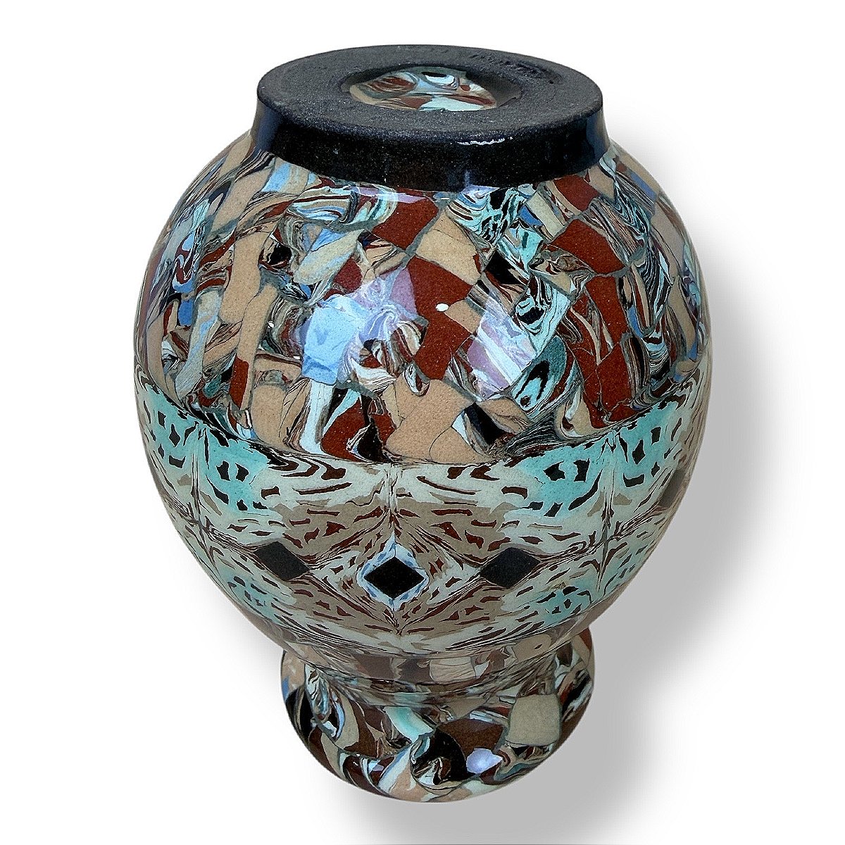 Vallauris Vase In Mosaic Of Mixed Clays - Signed Jean Gerbino (1876-1966) - France-photo-2
