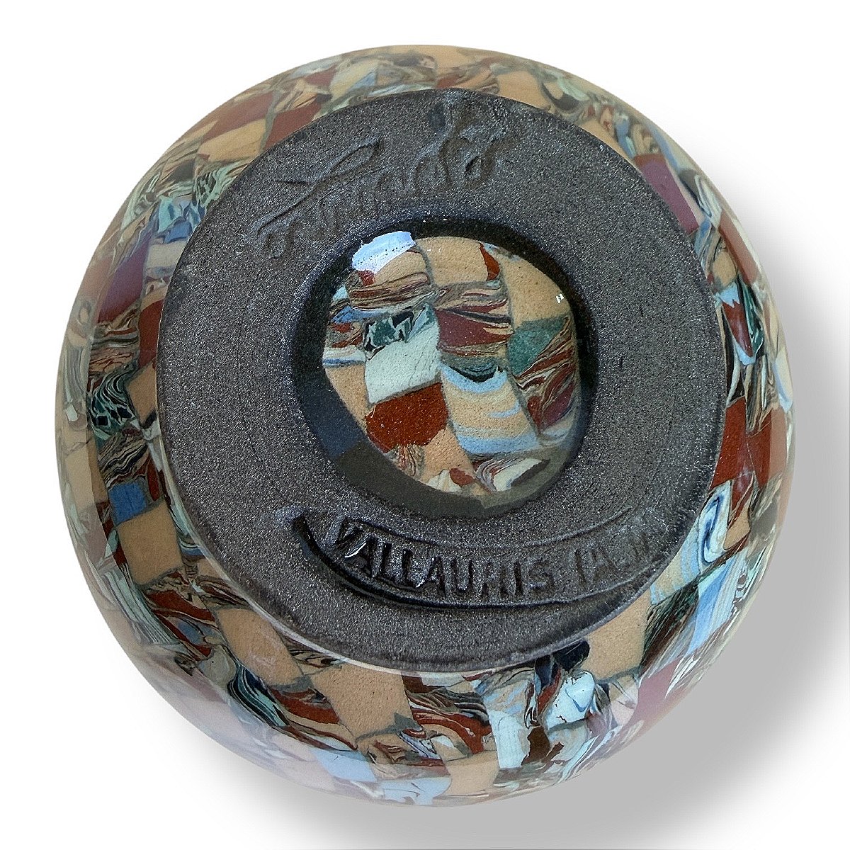 Vallauris Vase In Mosaic Of Mixed Clays - Signed Jean Gerbino (1876-1966) - France-photo-3