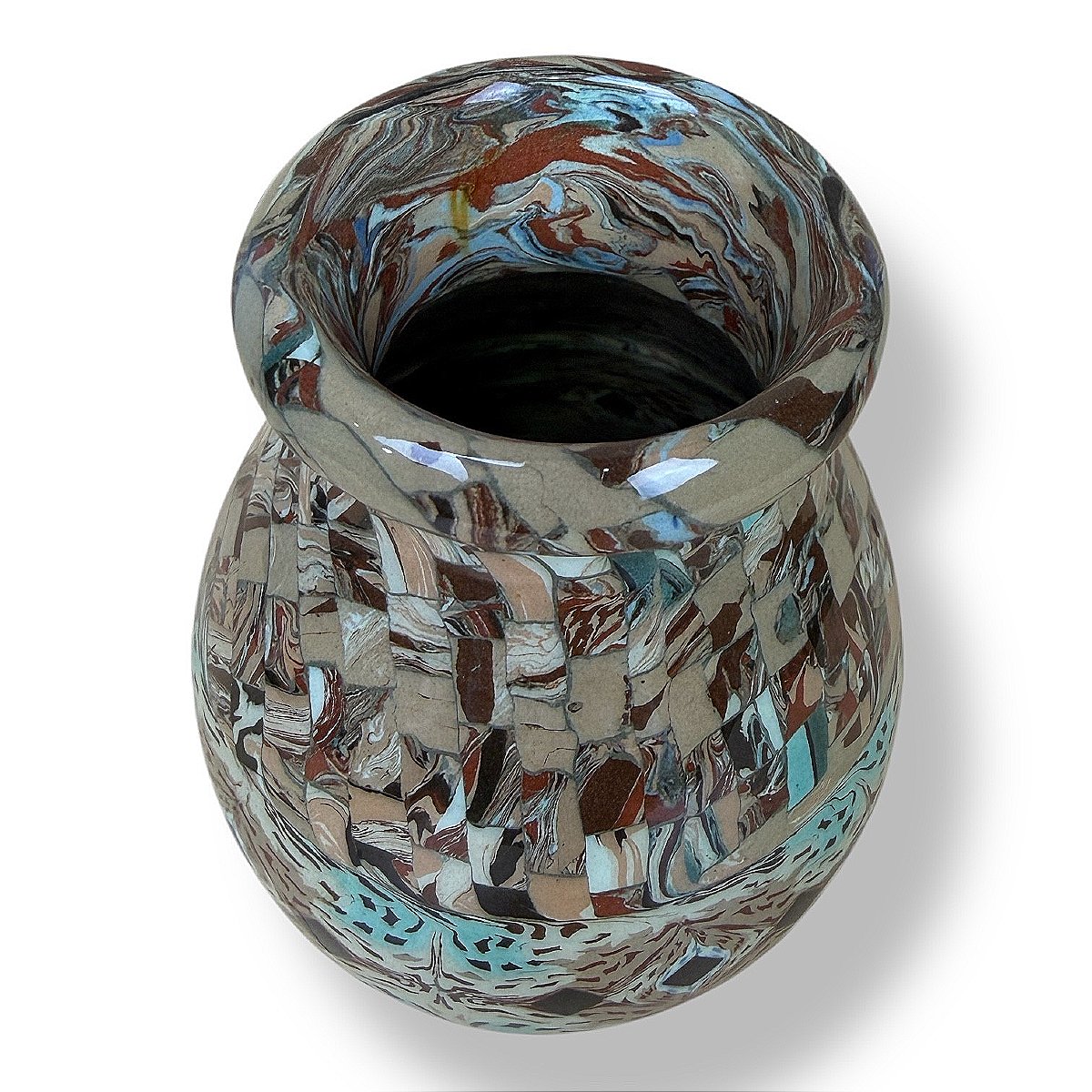 Vallauris Vase In Mosaic Of Mixed Clays - Signed Jean Gerbino (1876-1966) - France-photo-4