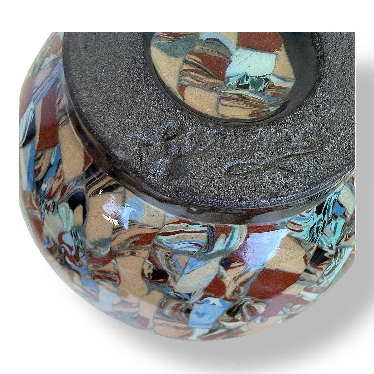 Vallauris Vase In Mosaic Of Mixed Clays - Signed Jean Gerbino (1876-1966) - France-photo-2