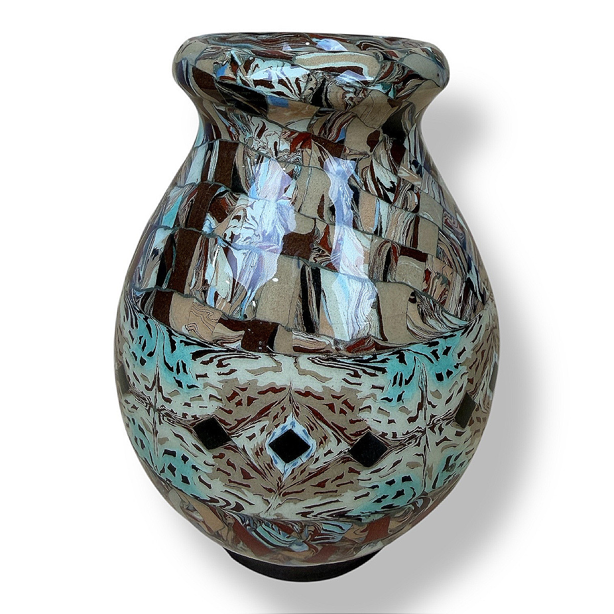 Vallauris Vase In Mosaic Of Mixed Clays - Signed Jean Gerbino (1876-1966) - France