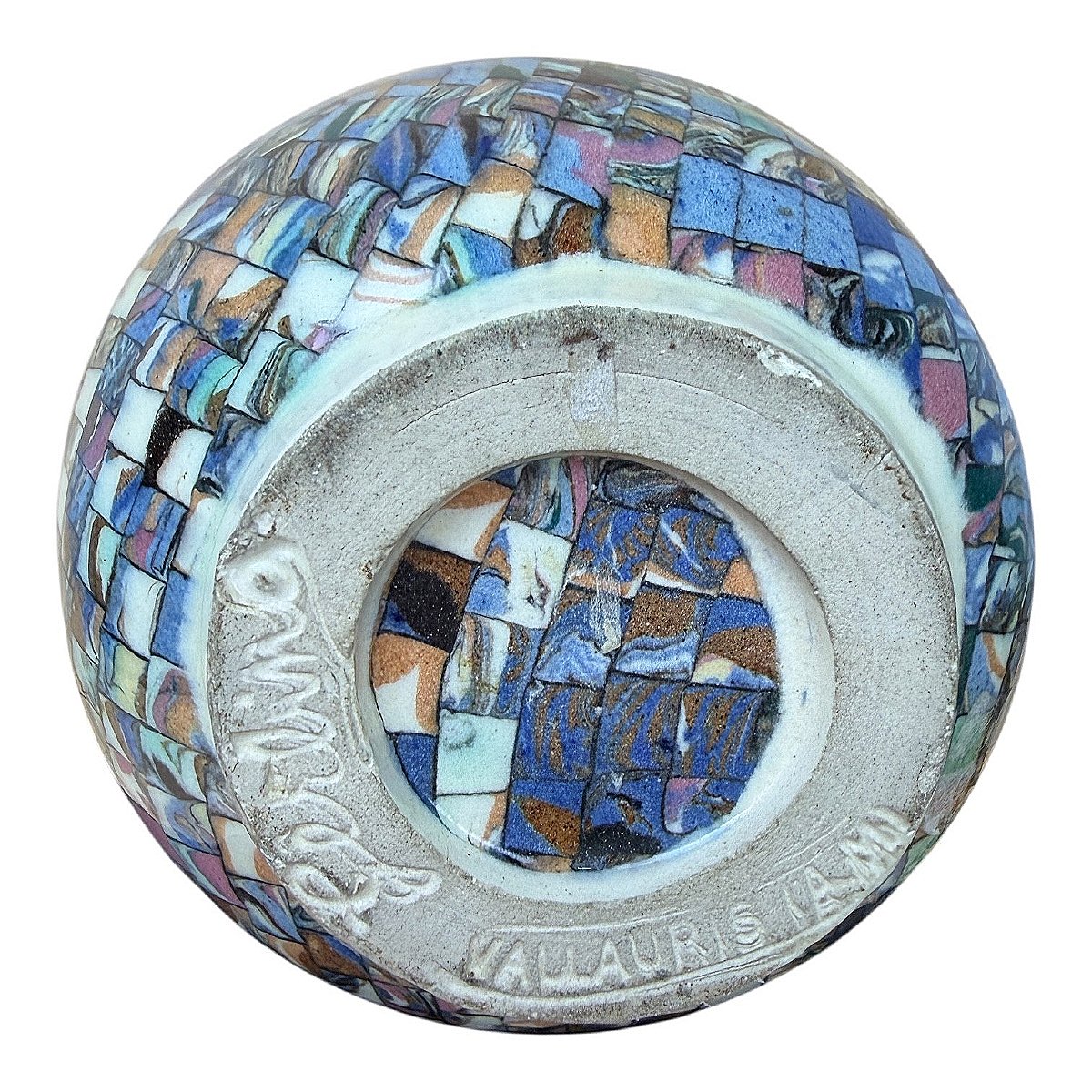 Vallauris Vase In Mosaic Of Mixed Clays, Signed Gerbino (1876-1966) - France-photo-4