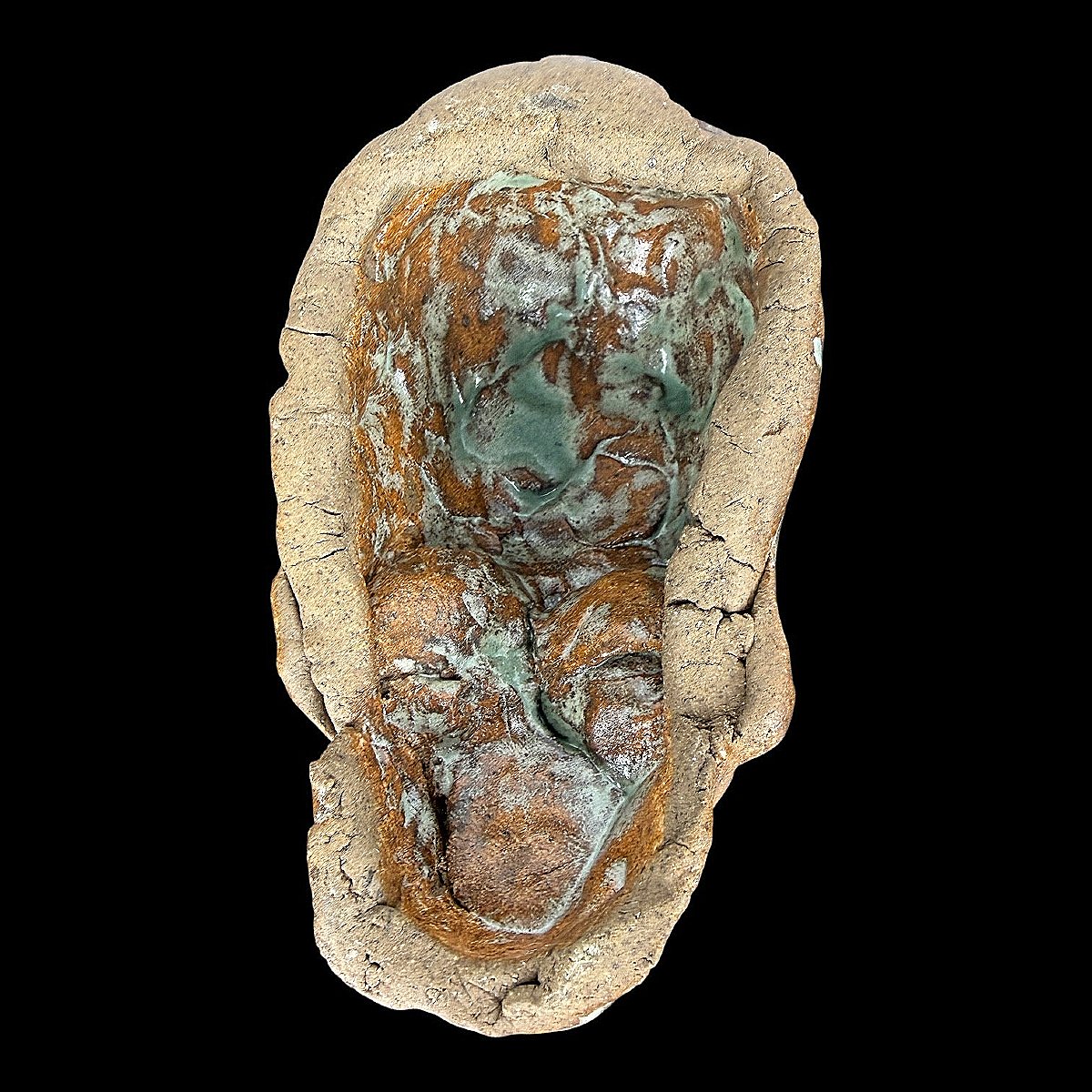 Sculpture Of A Hominid Specimen In Glazed Sandstone – Collection – Cabinet Of Curiosities – 20th Century-photo-3