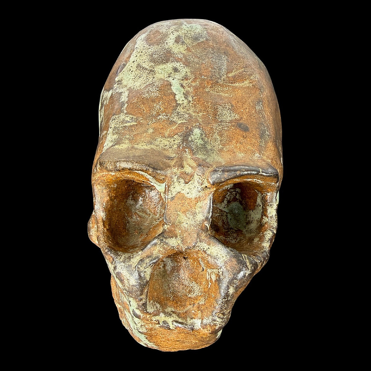 Sculpture Of A Hominid Specimen In Glazed Sandstone – Collection – Cabinet Of Curiosities – 20th Century