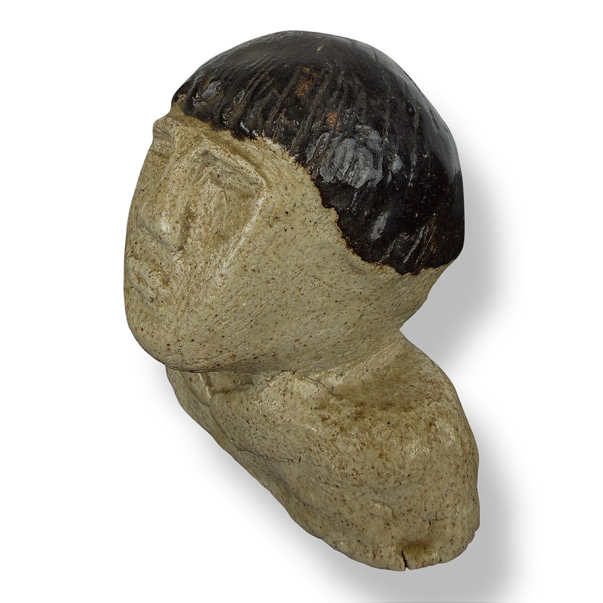 Anthropomorphic Bust In Chamotte Sandstone - Circa 1960-photo-3