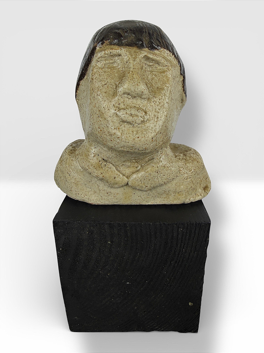 Anthropomorphic Bust In Chamotte Sandstone - Circa 1960-photo-1