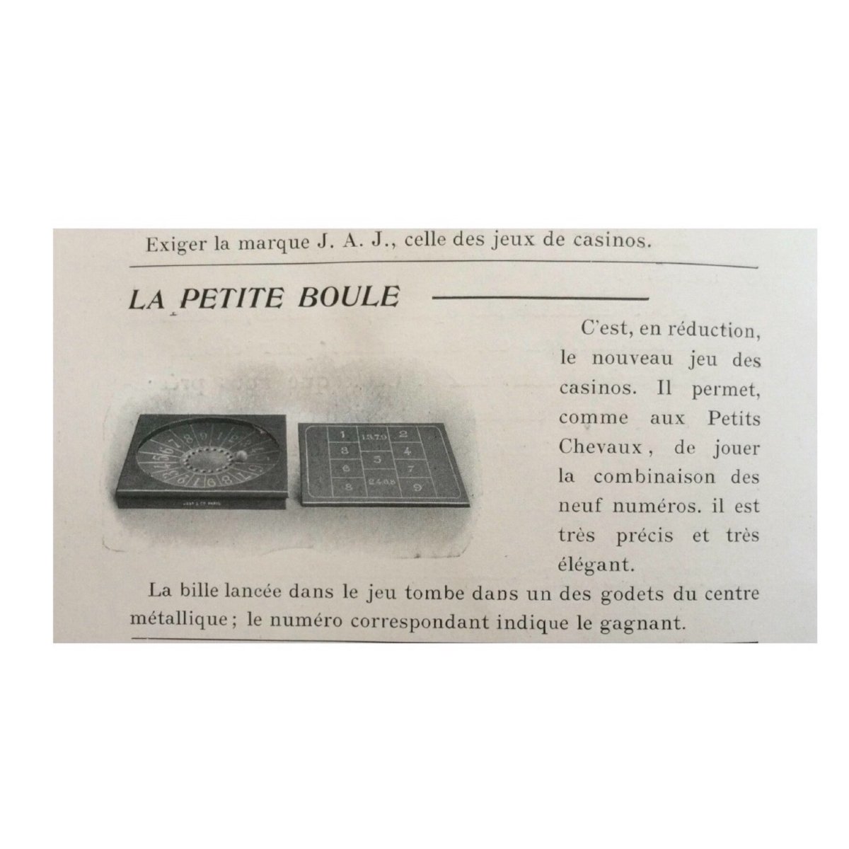 Roulette Jeu de la Boule Casino "J.A.J" Tabletterie - Made in France - Circa 1930-photo-6
