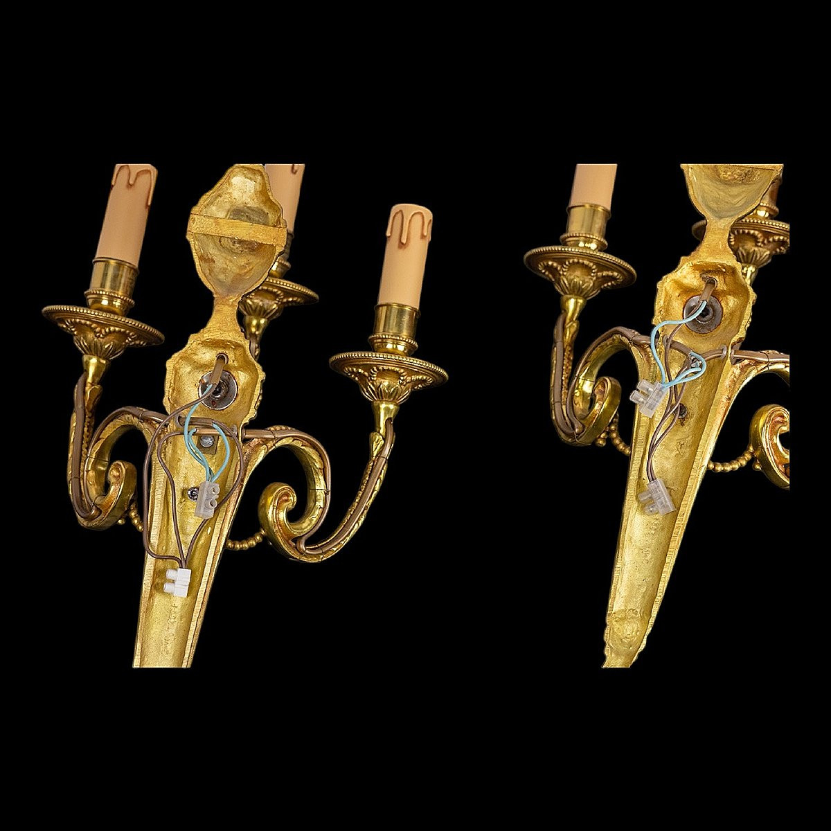 Paire d'appliques en Bronze doré aux Béliers et Carquois - Style Louis XVI - Fin XIXe siècle-photo-4