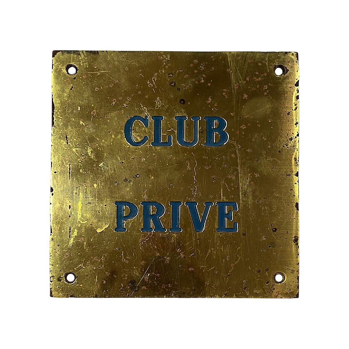 Plaque "CLUB PRIVÉ" - France - Milieu XXème siècle - Vers 1950 - Laiton et lettrages émaillés