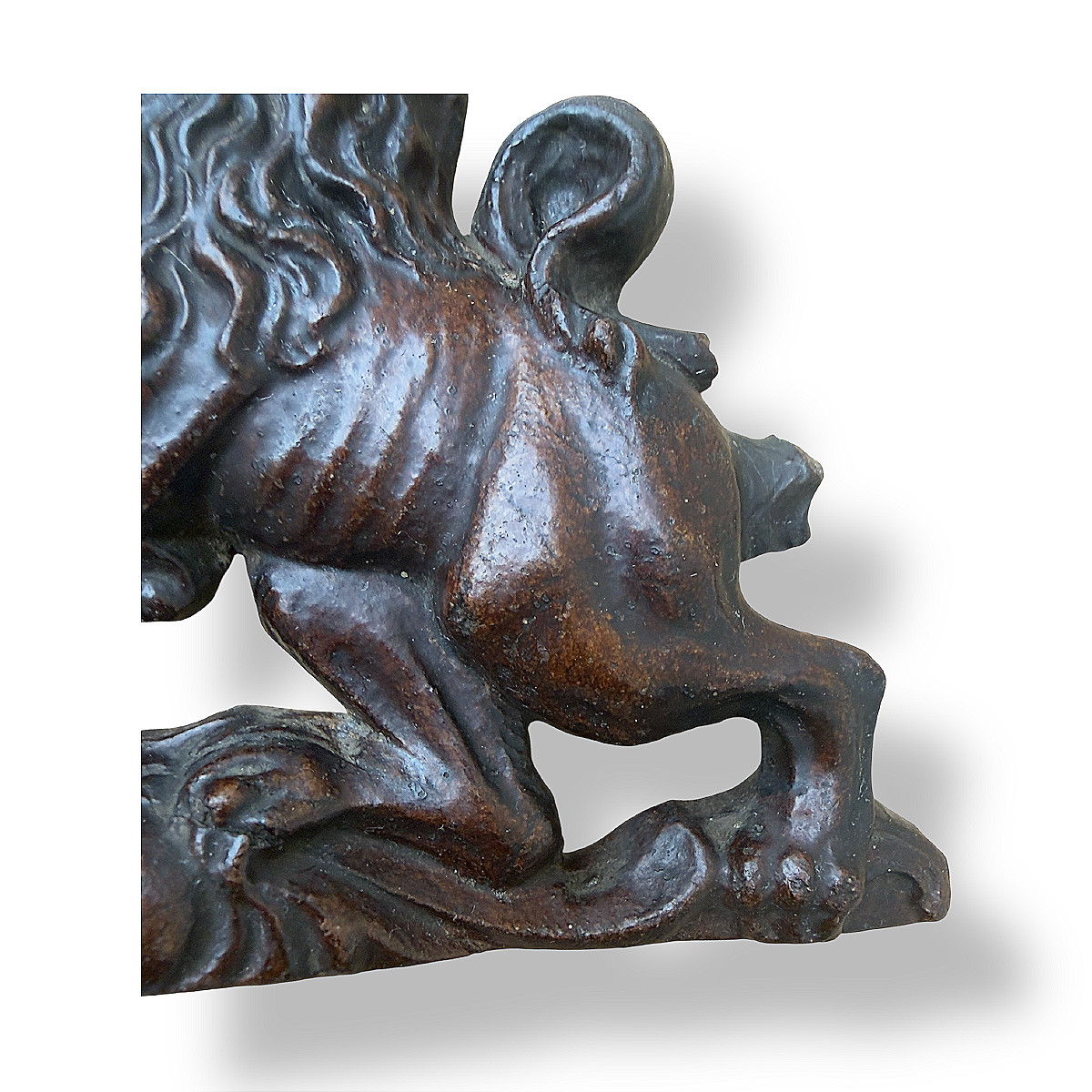 Lion en Bois Sculpté - XIXe - Ancien Couronnement de Meuble de Style Haute Époque-Louis XIII-photo-2