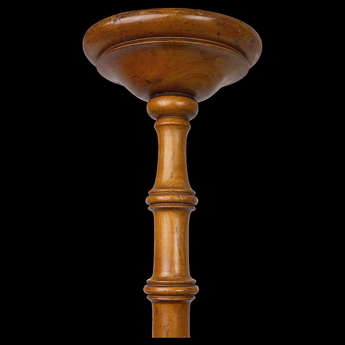 Pair Of Turned Fruitwood Candle Holders - 19th Century - Height 1 M-photo-2