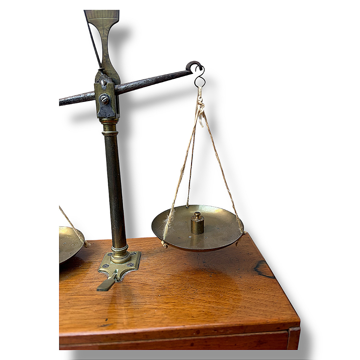 Balance de Bijoutier - Milieu XIXe vers 1850 - Coffret en Chêne - Fléau Signé MC et Poinçons-photo-3