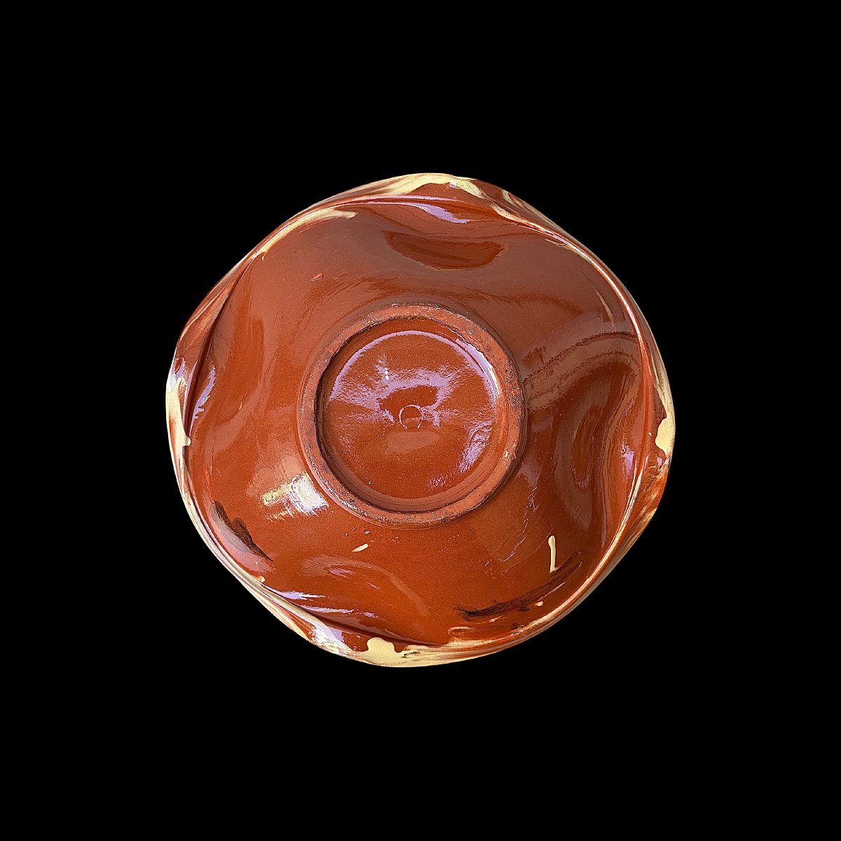 A Deep Bowl With A Scalloped Rim, Made Of Glazed Earthenware With A Marbled Decoration - Mid-20th Century-photo-3