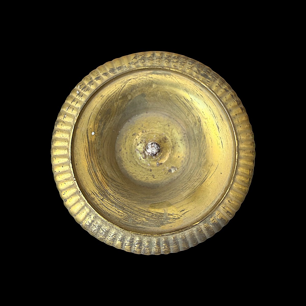 Pique Cierges d'Autel XIXe siècle en Bronze Doré à Décors de Trois Symboles Sacrés - H 73 cm-photo-5