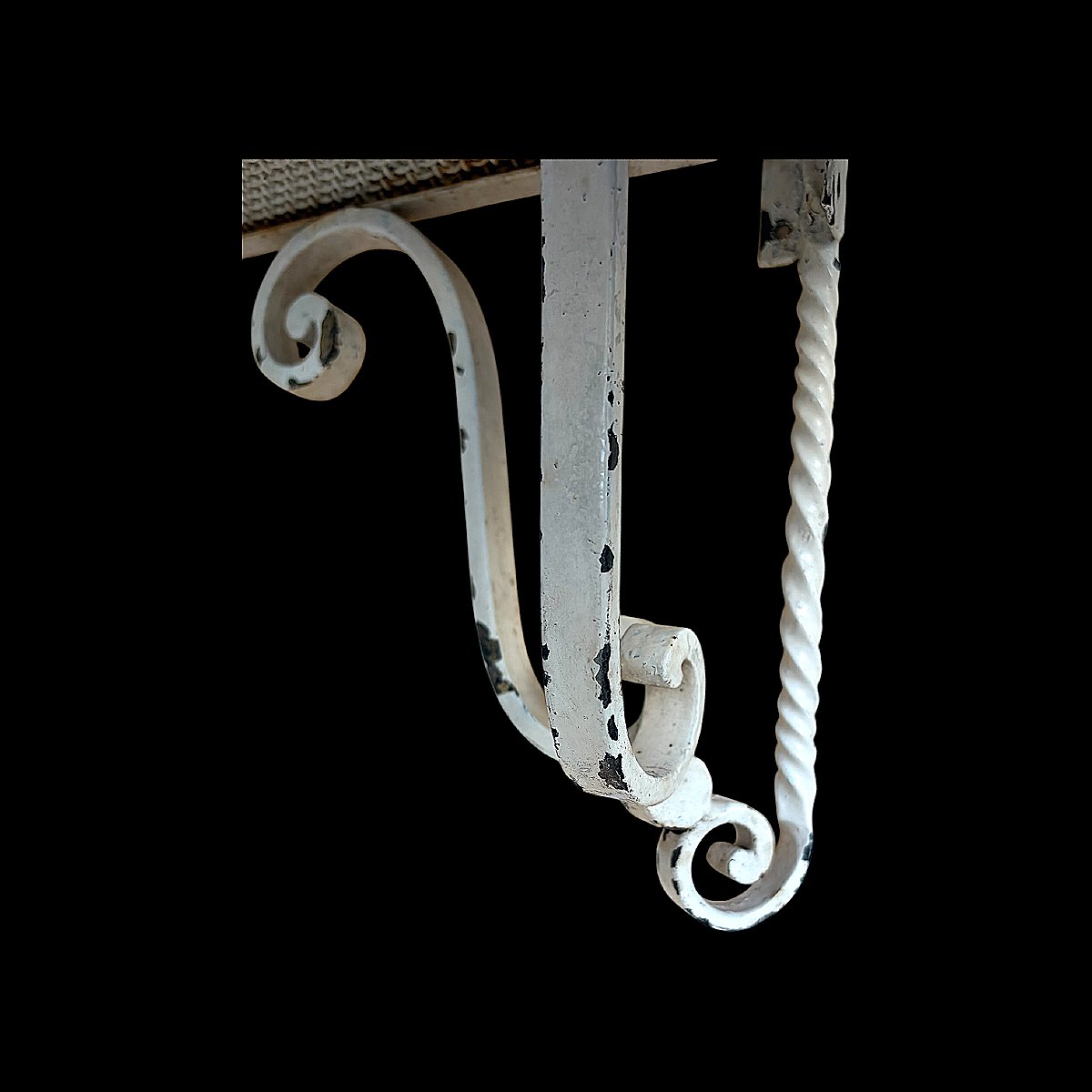 White Wrought Iron Wall-mounted Side Table - Winter Garden Style - Louis XV Style - Mid-20th Century-photo-3