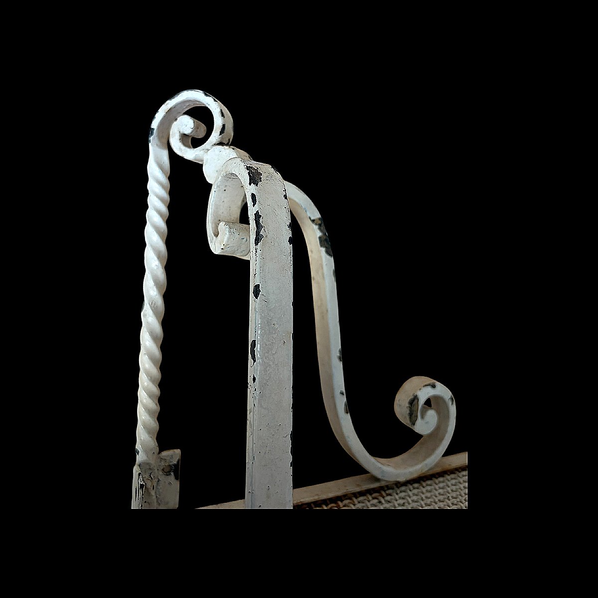 White Wrought Iron Wall-mounted Side Table - Winter Garden Style - Louis XV Style - Mid-20th Century-photo-1