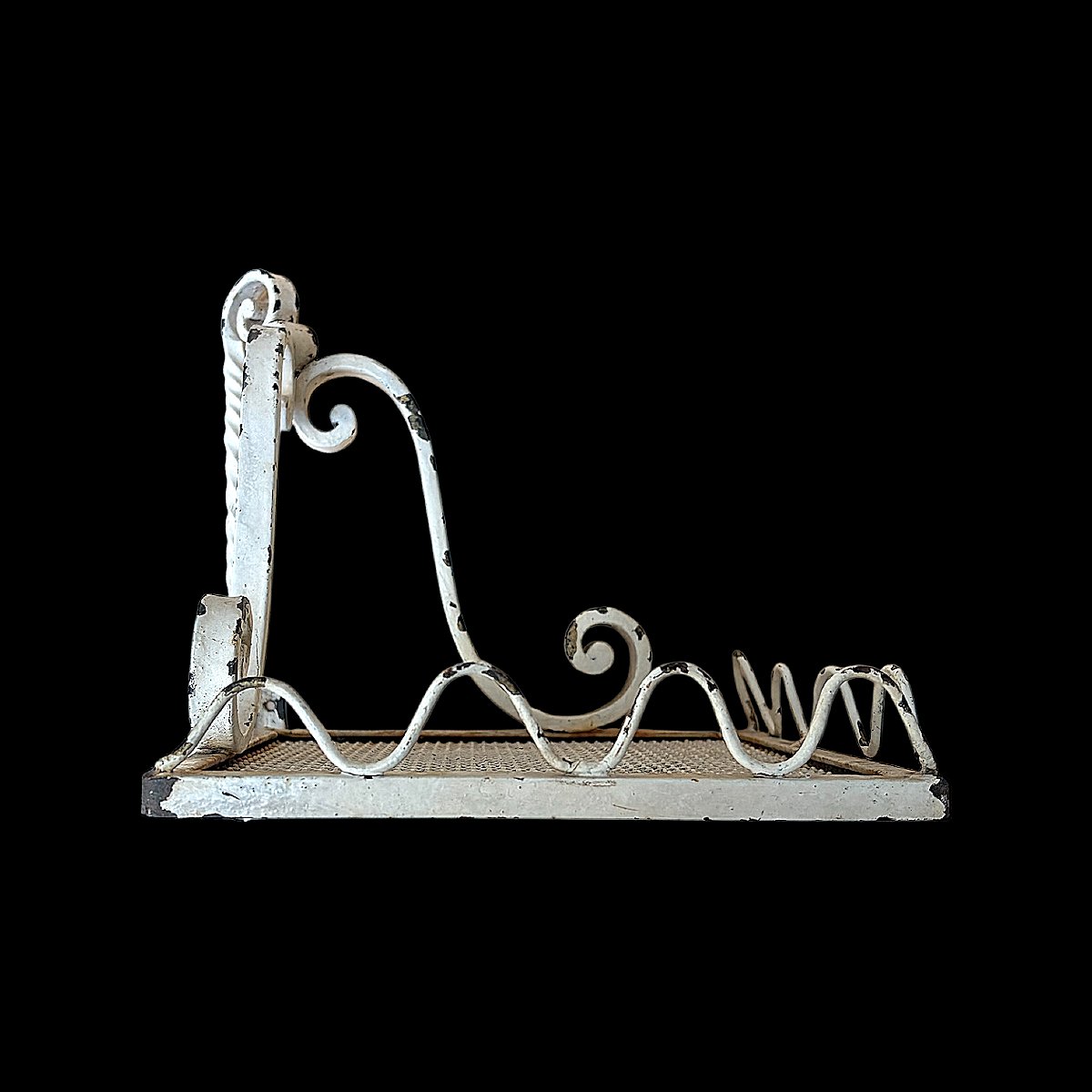 White Wrought Iron Wall-mounted Side Table - Winter Garden Style - Louis XV Style - Mid-20th Century-photo-2