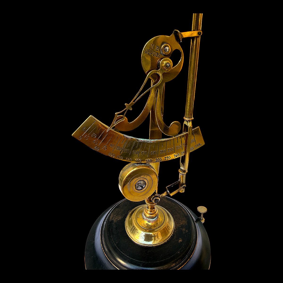 Letter Scale 300g - "nb Registered" - Late 19th Century - Counterweight Scale In Brass & Blackened Wood -photo-4