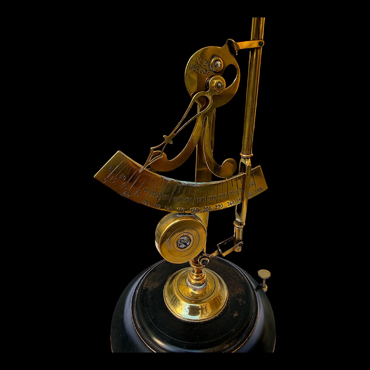 Letter Scale 300g - "nb Registered" - Late 19th Century - Counterweight Scale In Brass & Blackened Wood -photo-4