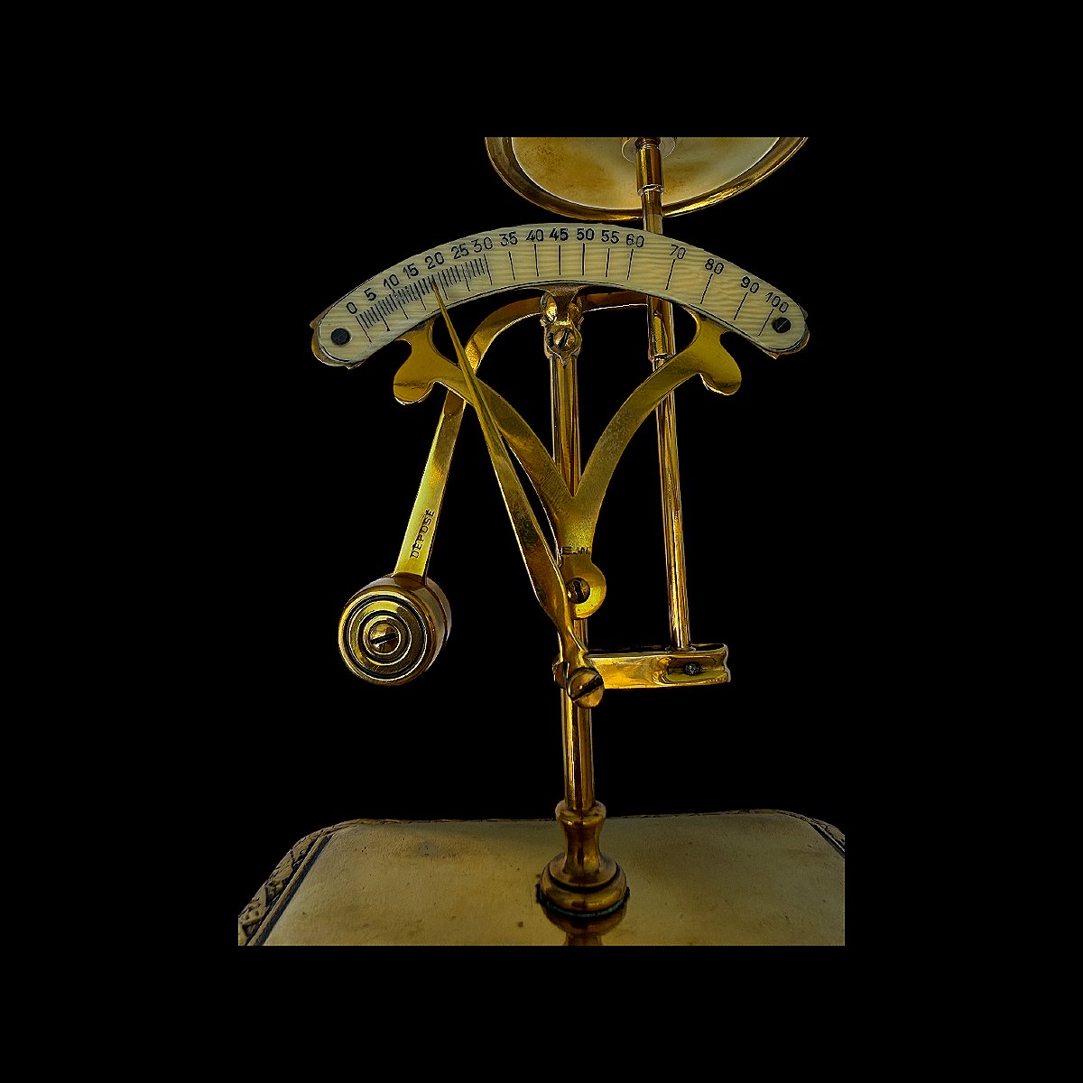 Gilt Brass Desk Scale/letter Scale - Late 19th Century, Napoleon III Era, With Laurel Wreath Decoration-photo-3