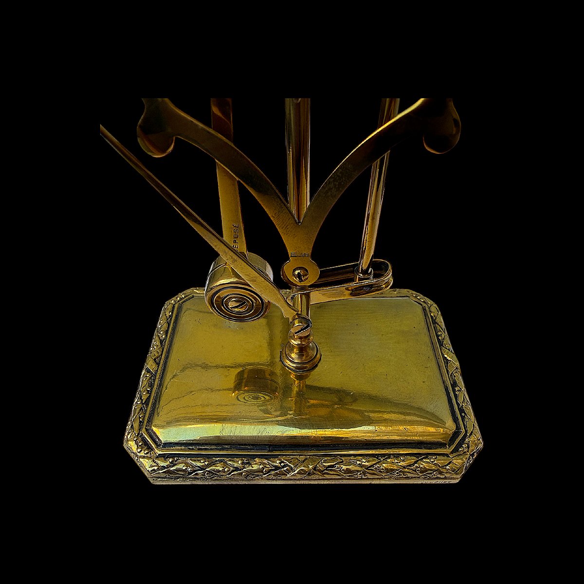 Gilt Brass Desk Scale/letter Scale - Late 19th Century, Napoleon III Era, With Laurel Wreath Decoration-photo-3