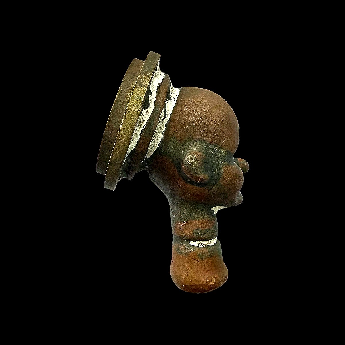 Moule de tête de poupée en Bronze  de la marque "Bella" portant le N° 12 - Objet de Curiosité -photo-2