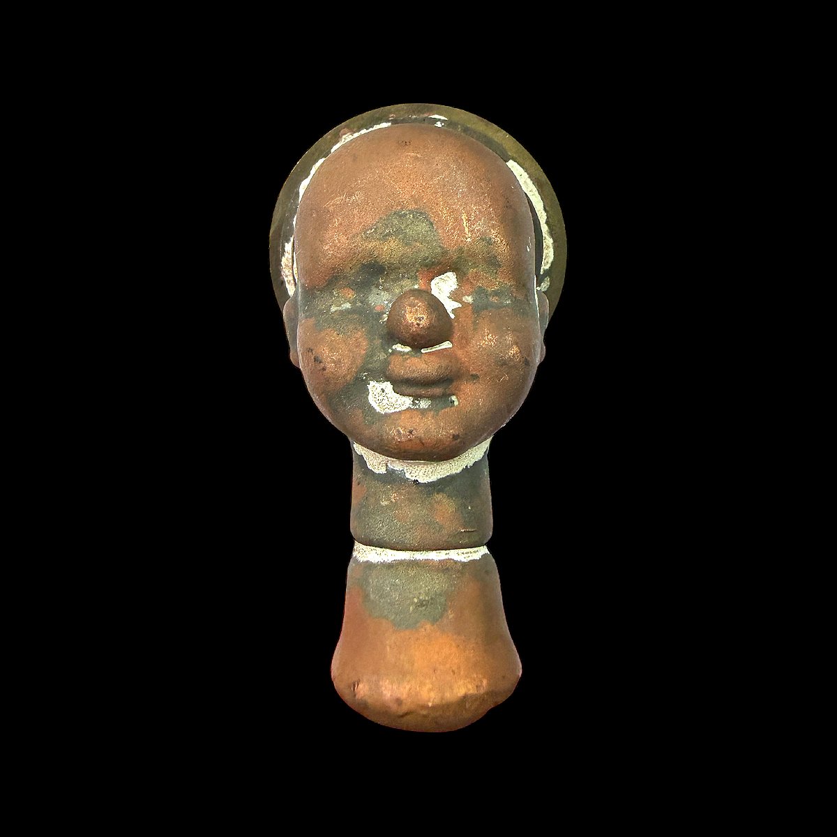 Moule de tête de poupée en Bronze  de la marque "Bella" portant le N° 12 - Objet de Curiosité -photo-1