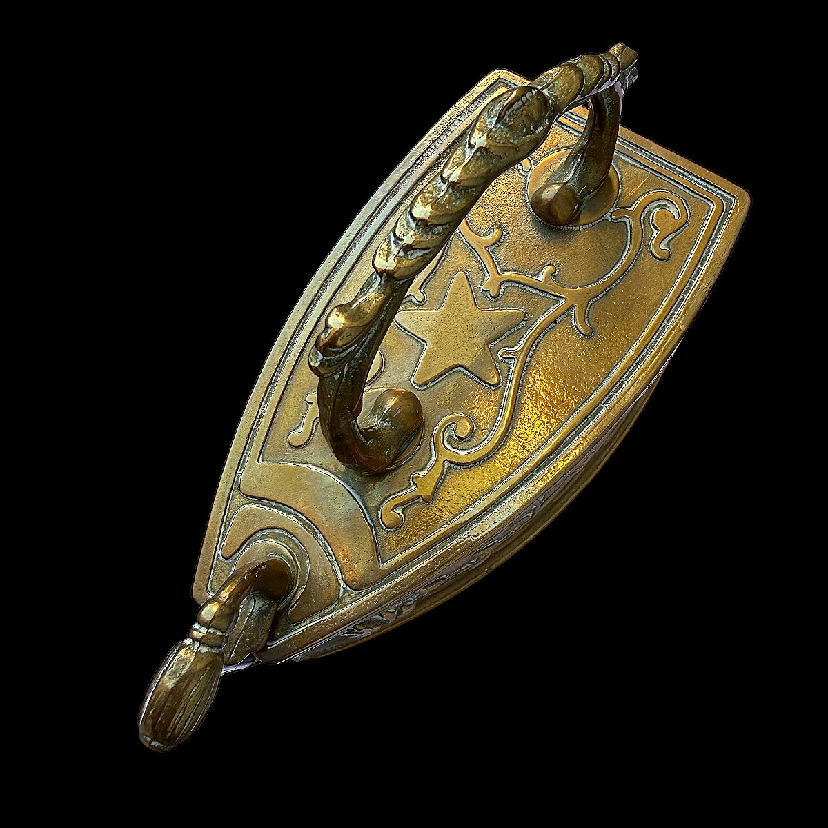 Fer à repasser de Collection en laiton ciselé à décor aux Roses et Étoile - Époque XIXe siècle-photo-2