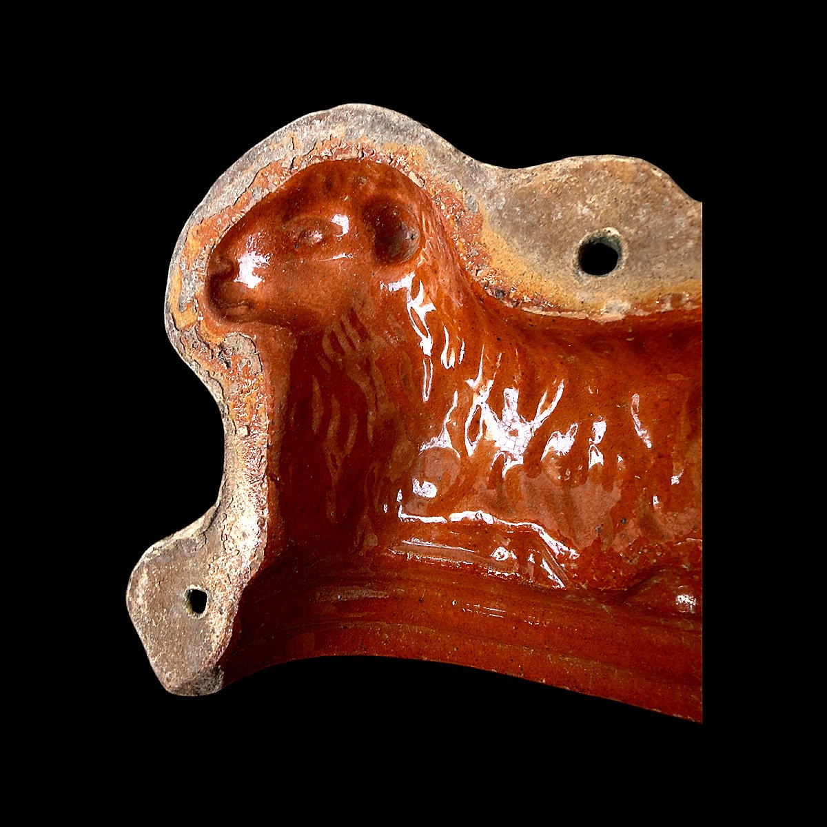 Paire de Moules à Agneau Pascal en Terre Vernissée - Art Populaire - Fin XVIIIe - Début XIXe-photo-3