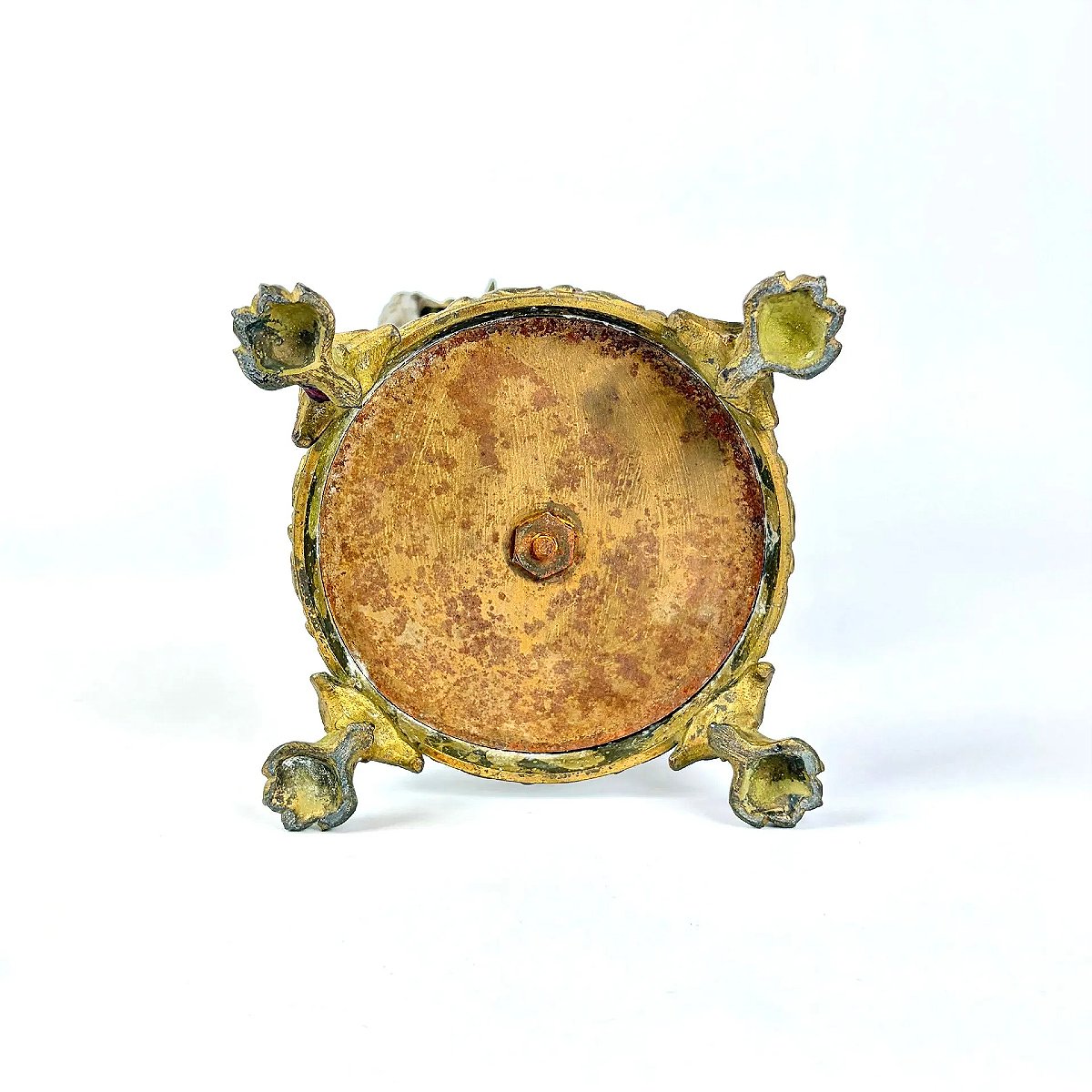 Vase sur piédouche de Style Louis XVI en céramique émaillée et métal doré - France - Fin XIXe-photo-3