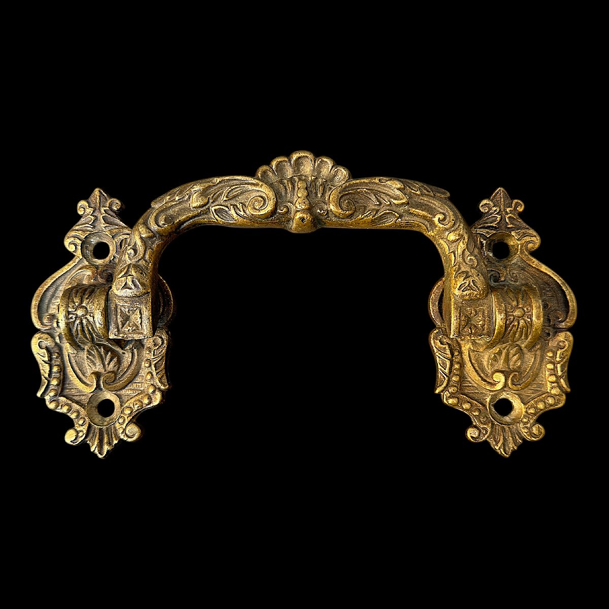 Pair Of Louis XV Style Brass Handles - Napoleon III Period - Signed -photo-2