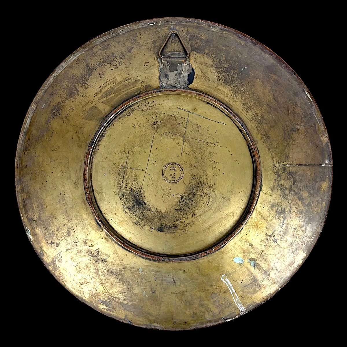 Bronze Dish Japan Meiji Period (1868-1912) Chidori Decoration - Signed Tadatsugu - Diam 37 Cm-photo-3