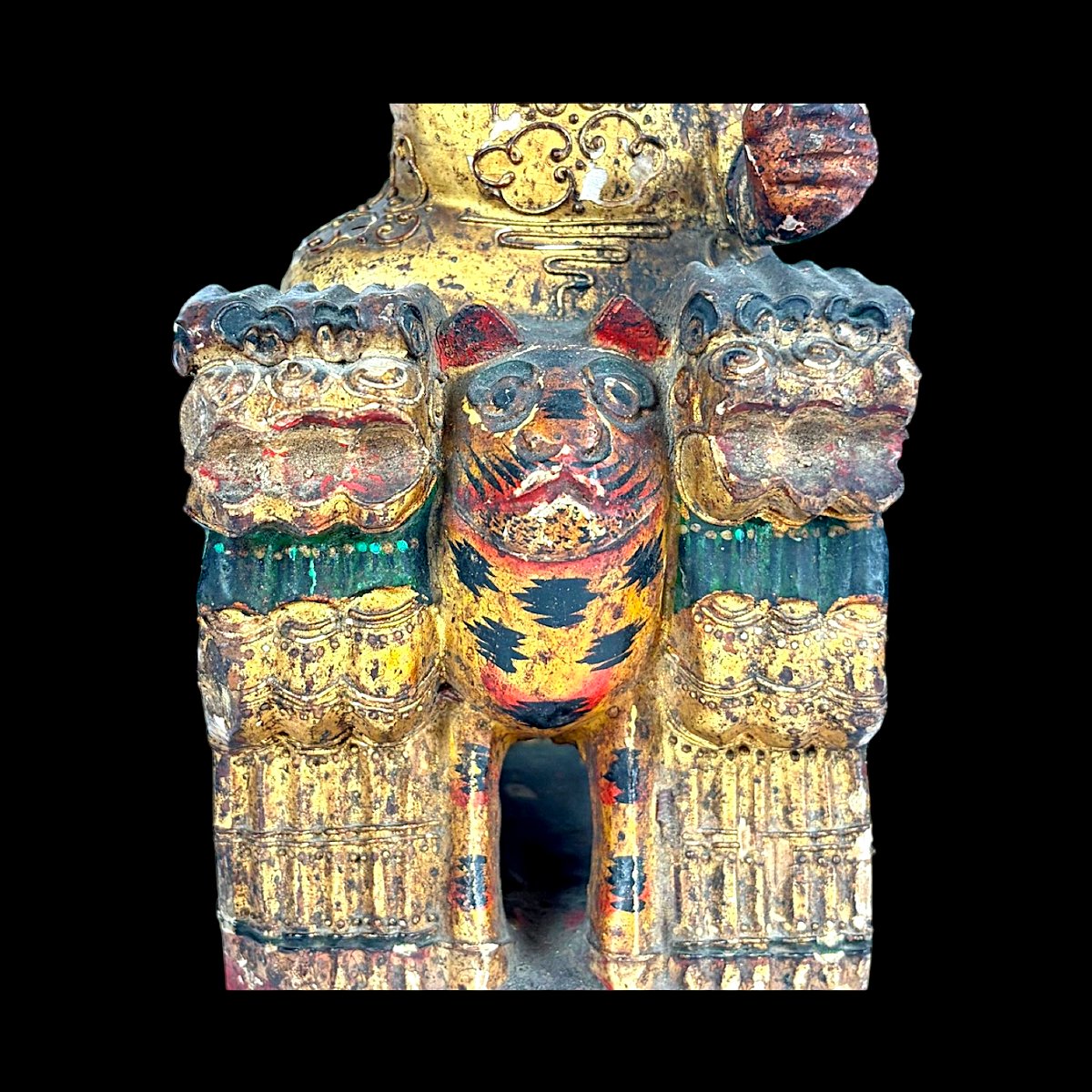 God Of Wealth Zhao Gongming On Tiger - Lacquered Wood And Gesso - China 19th Century-photo-4